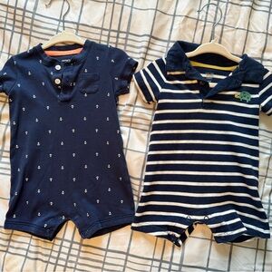 Navy Baby Rompers Set